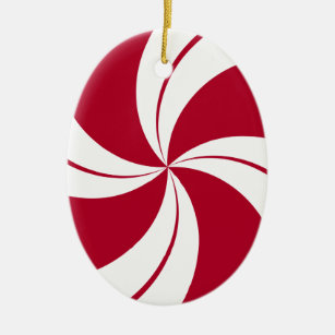 Peppermint Swirl Stripe Candy Ceramic Ornament
