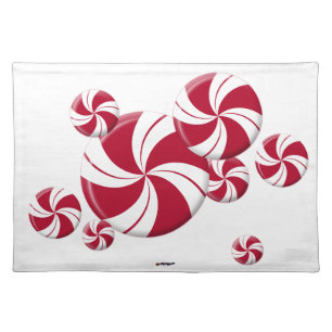 Peppermint Swirl Stripe Candy Cloth Placemat