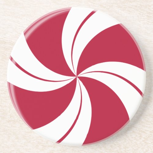 Peppermint Swirl Stripe Candy Drink Coaster
