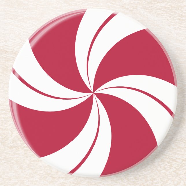 Peppermint Swirl Stripe Candy Drink Coaster (Front)