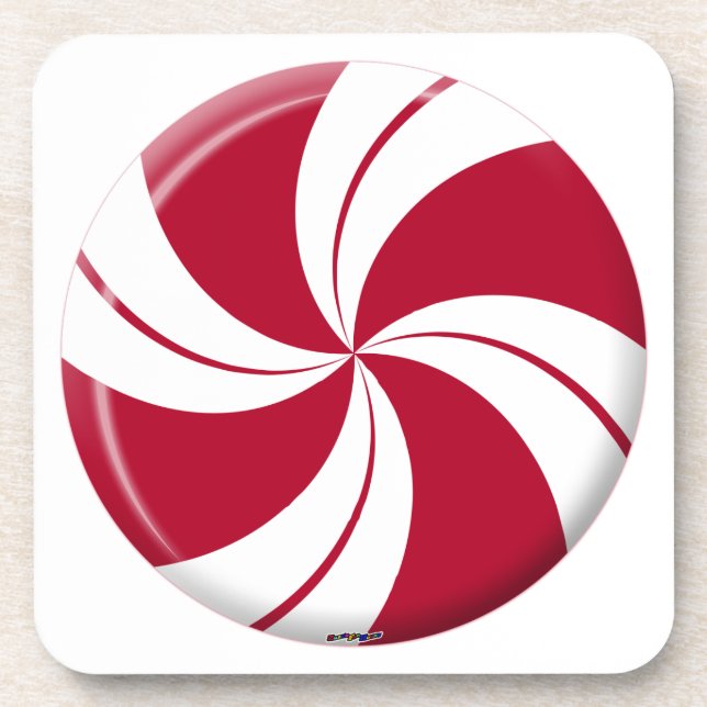Peppermint Swirl Stripe Candy Drink Coaster (Front)
