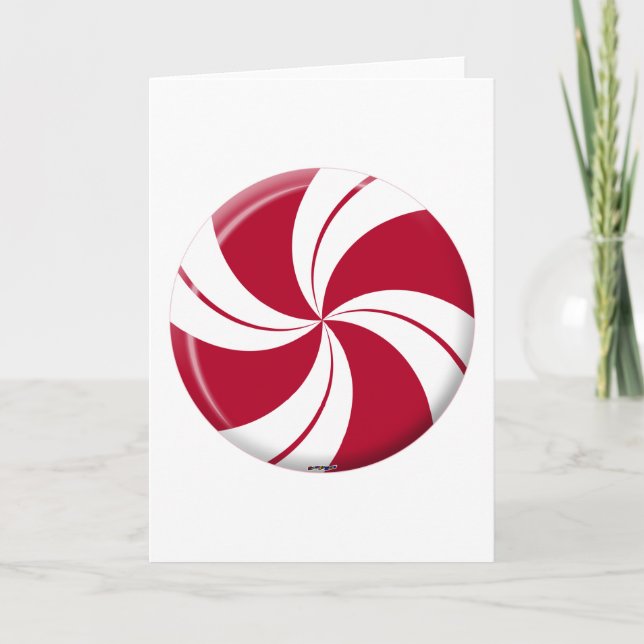 Peppermint Swirl Stripe Candy Holiday Card (Front)