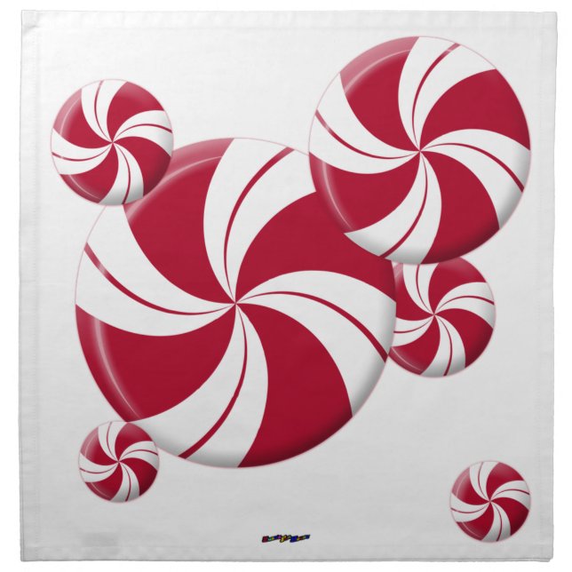 Peppermint Swirl Stripe Candy Napkin (Front)