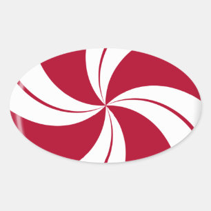 Peppermint Swirl Stripe Candy Oval Sticker