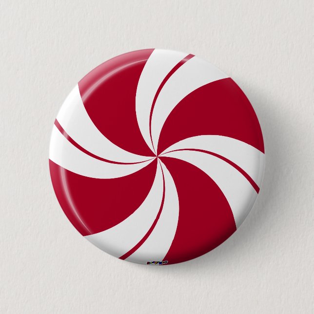 Peppermint Swirl Stripe Candy Pinback Button (Front)