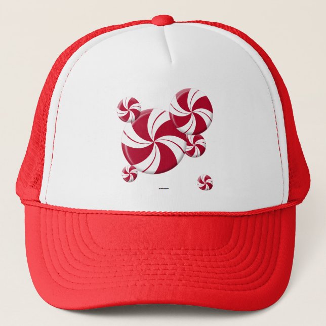 Peppermint Swirl Stripe Candy Trucker Hat (Front)