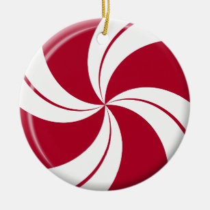 Peppermint Swirl Stripe & Spearmint Candy Ceramic Ornament
