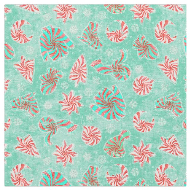 Peppermint Swirl Winter Fabric (Close Up)