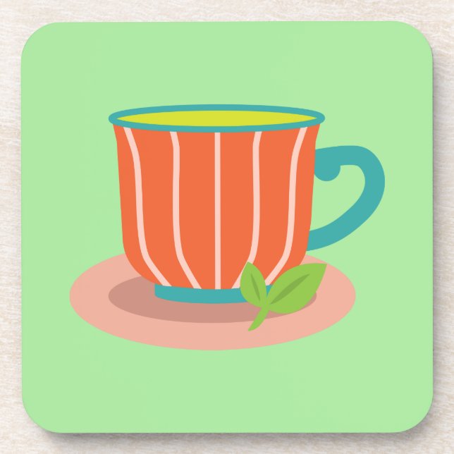 Peppermint tea for tea lovers beverage coaster (Front)