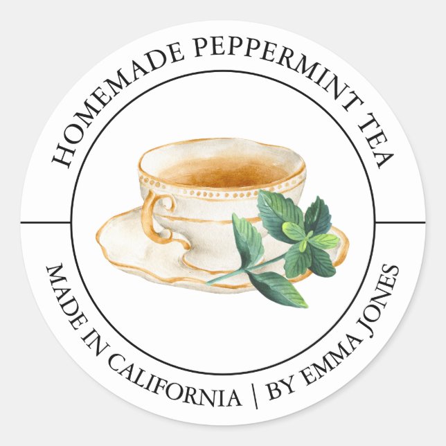 Peppermint Tea Modern label (Front)