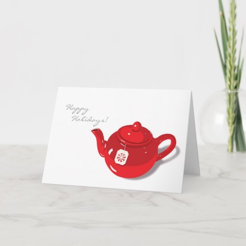 Peppermint Teapot Holiday Card