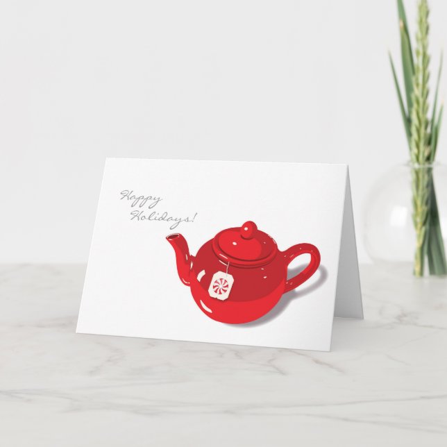 Peppermint Teapot Holiday Card (Front)