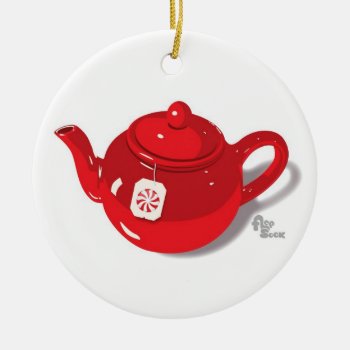 Peppermint Teapot Holiday Ornament by flopsock at Zazzle