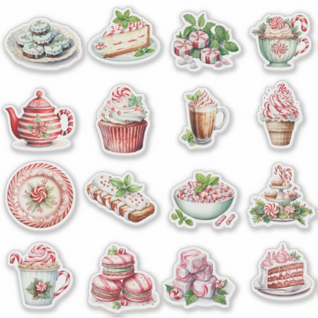 Peppermint Treats Red and Green Sticker (Front)