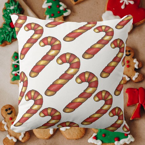 Peppermint Twist Candy Cane Christmas Cookie Throw Pillow