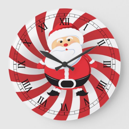 Peppermint Twist Christmas Santa Wall Clock