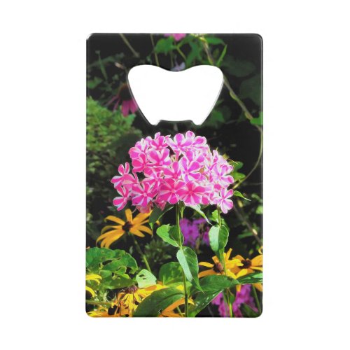 Peppermint Twist Phlox in the Flower Garden Credit Card Bottle Opener