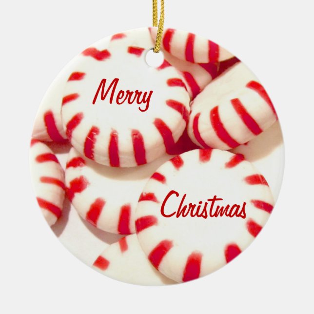 Peppermints Ceramic Ornament (Front)