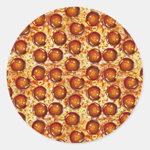 Pepperoni and Cheese Pizza Pattern Classic Round Sticker