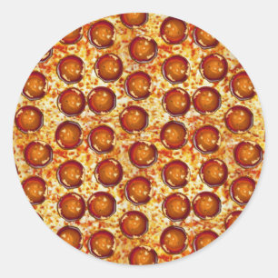 Pepperoni and Cheese Pizza Pattern Classic Round Sticker