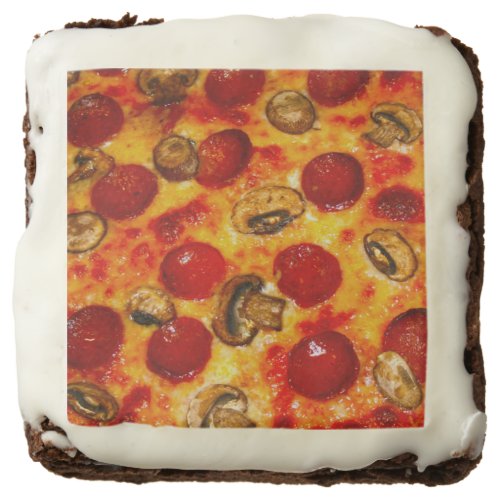 Pepperoni and Mushroom Pizza Brownie