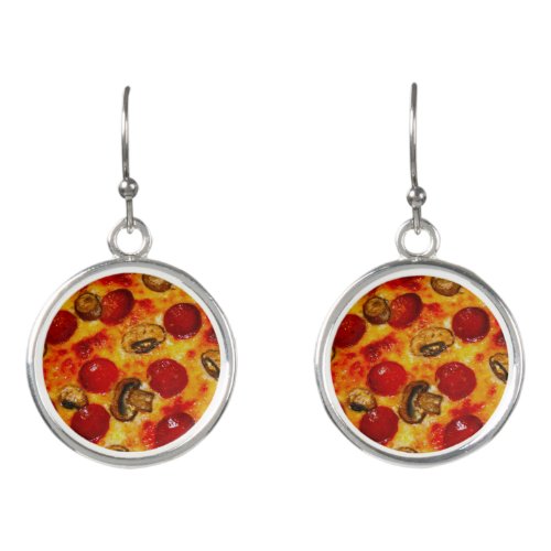 Pepperoni and Mushroom Pizza Earrings