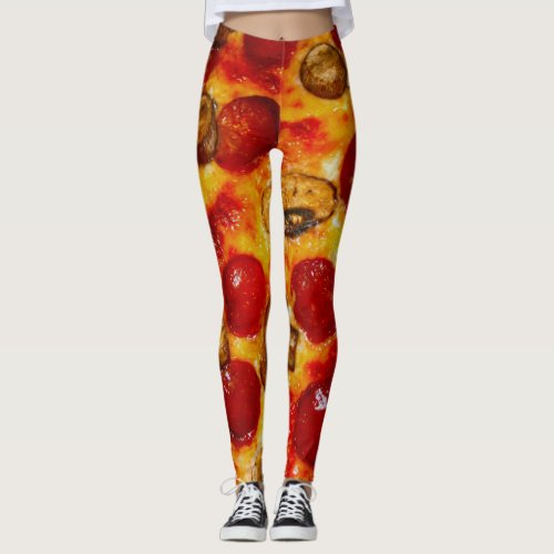 Pepperoni and Mushroom Pizza Leggings