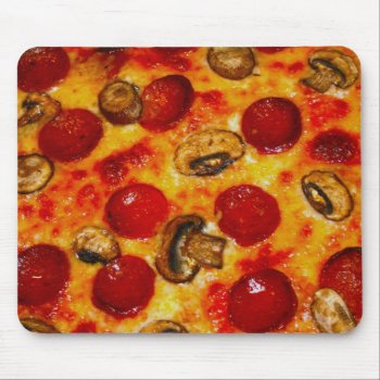 Pepperoni And Mushroom Pizza Mouse Pad by CustomizeYourWorld at Zazzle