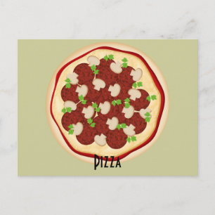 Pepperoni and Mushrooms Pizza Recipe Card