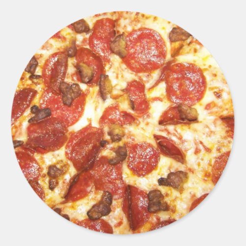 Pepperoni and Sausage Pizza Lover Classic Round Sticker