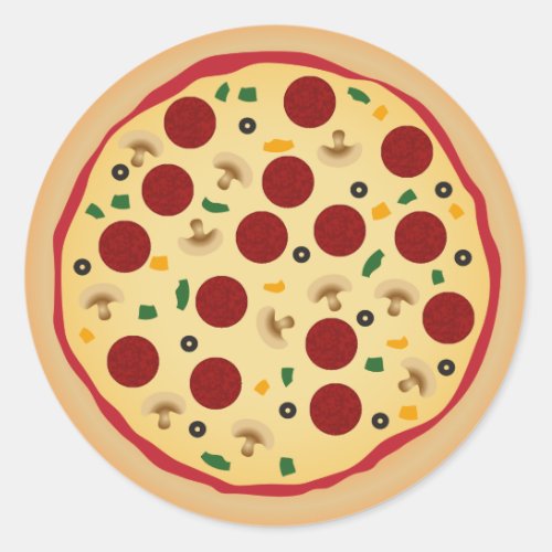 Pepperoni and Veggie Pizza Birthday Party Classic Round Sticker