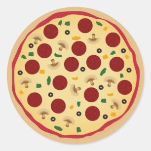 Pepperoni and Veggie Pizza Birthday Party Classic Round Sticker