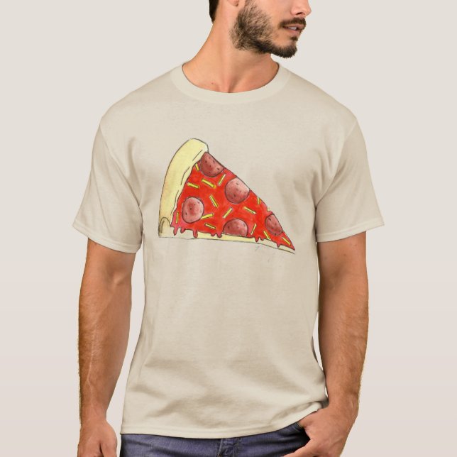 Pepperoni Cheese Pizza NYC Slice Tee Shirt (Front)