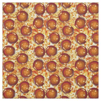 Pepperoni Cheese Pizza Pattern Fabric by TrendyKitchens at Zazzle
