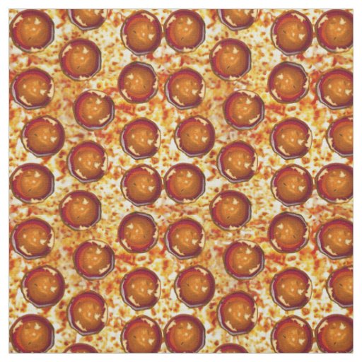 Pepperoni Cheese Pizza Pattern Fabric