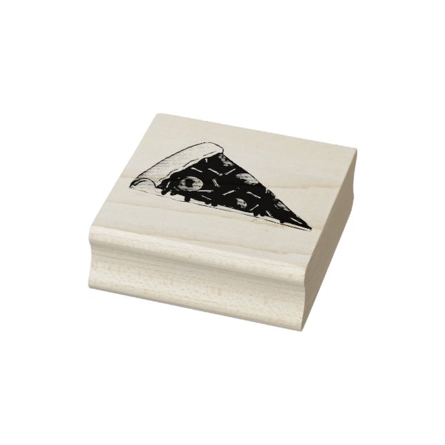 Pepperoni Cheese Pizza Slice Italian Food Pizzeria Rubber Stamp (Stamp)