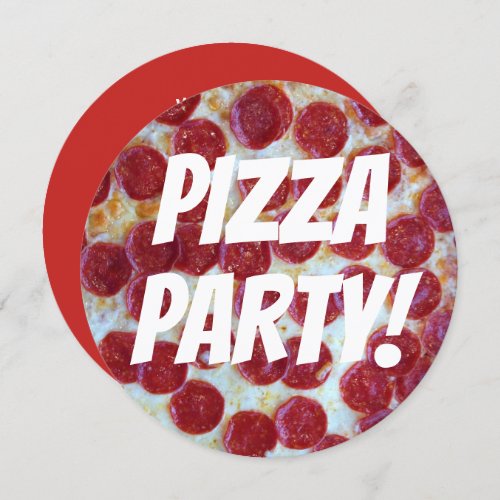 Pepperoni Photo Pizza Party Birthday Invitation