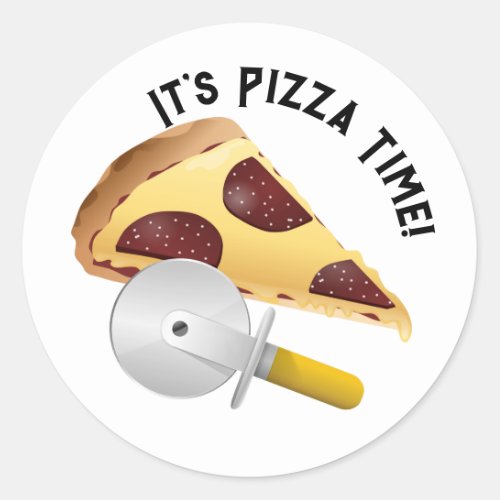 Pepperoni Pizza and Pizza Cutter Classic Round Sticker