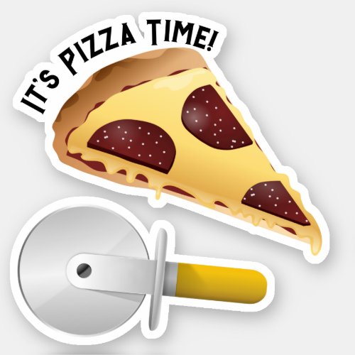 Pepperoni Pizza and Pizza Cutter Sticker