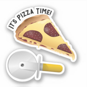 Pepperoni Pizza and Pizza Cutter Sticker