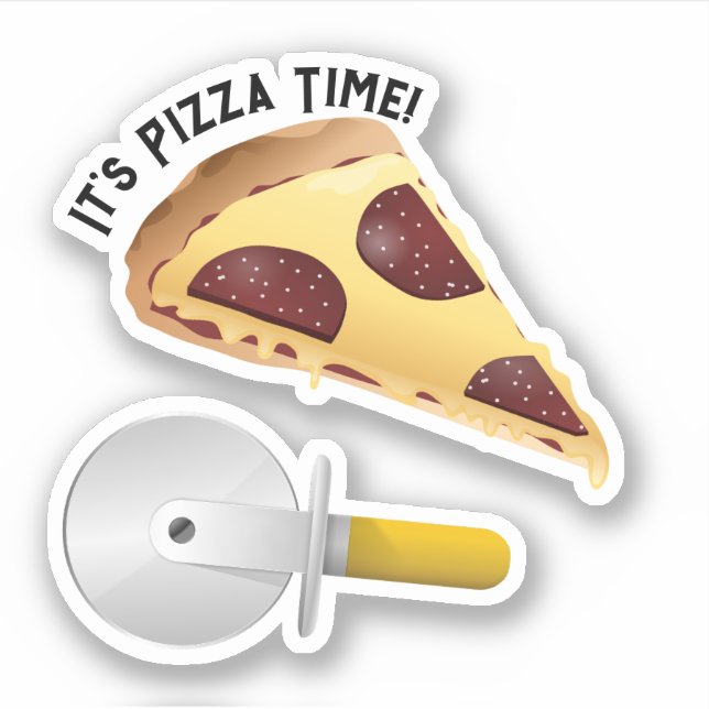 Pepperoni Pizza and Pizza Cutter Sticker (Front)