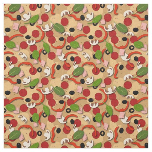 Pepperoni Pizza Cartoon Pattern Fabric
