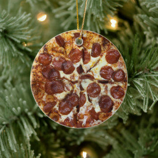 Pepperoni Pizza Ceramic Ornament