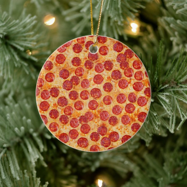 Pepperoni Pizza Ceramic Ornament (Tree)
