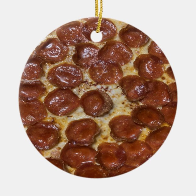 Pepperoni Pizza Ceramic Ornament (Front)