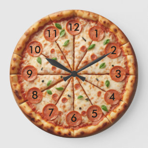 Pepperoni Pizza Clock - Italian Food Pizza o'clock