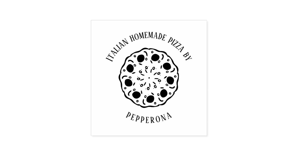 pepperoni pizza custom text business self-inking stamp | Zazzle
