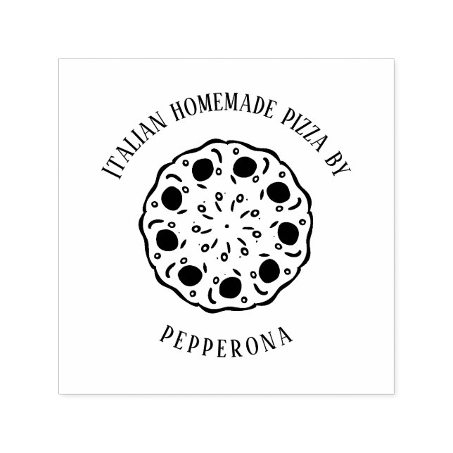 pepperoni pizza custom text business self-inking stamp (Design)