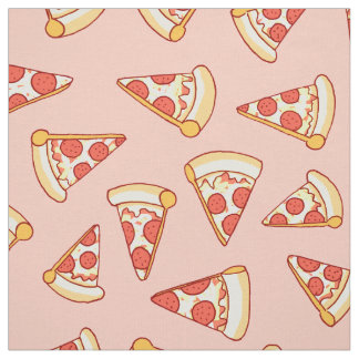 Pepperoni Pizza Drawing Pattern Cotton Fabric