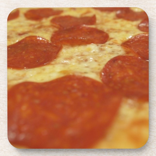 pepperoni pizza drink coaster (Front)